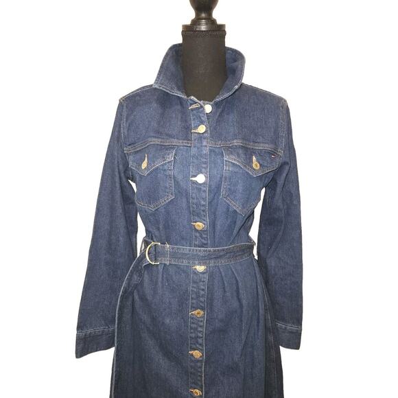 NWT! Tommy Hilfiger Belted Midi Denim Dress Size 8 - Picture 5 of 14